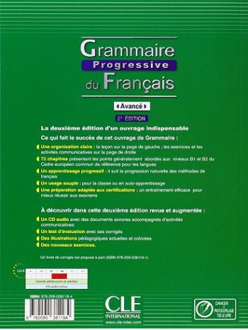 Grammaire progressive du francais avance + CD 2eme edition