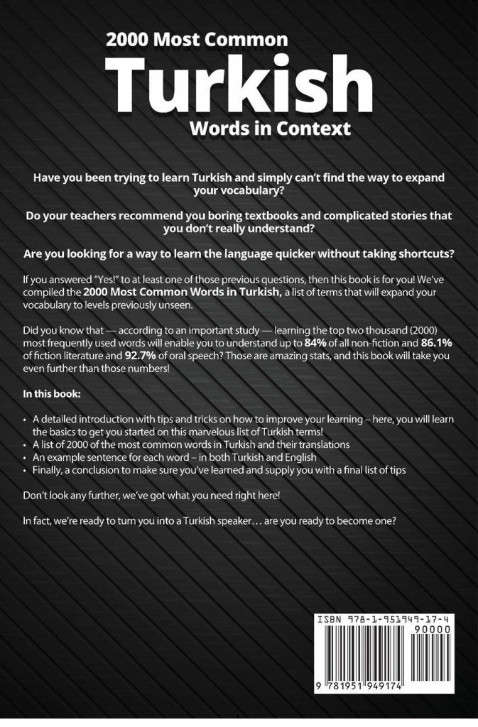 2000 Most Common Turkish Words in Context
