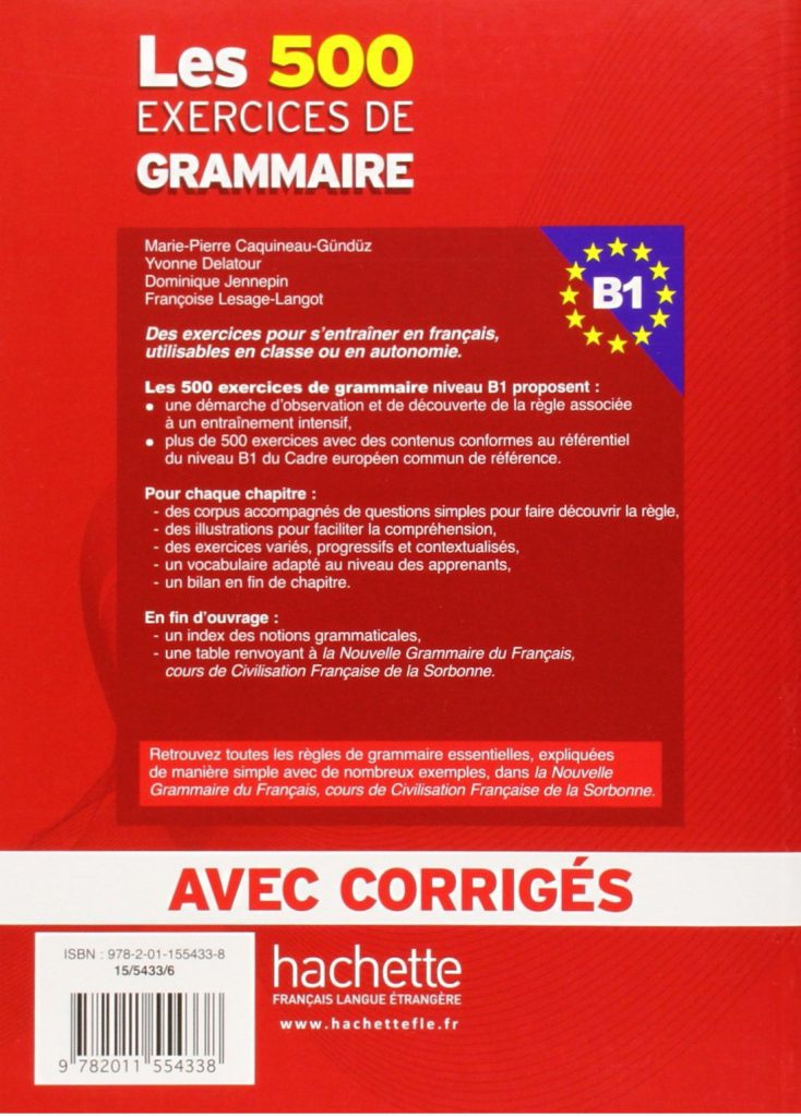 Les 500 exercices de Grammaire B1