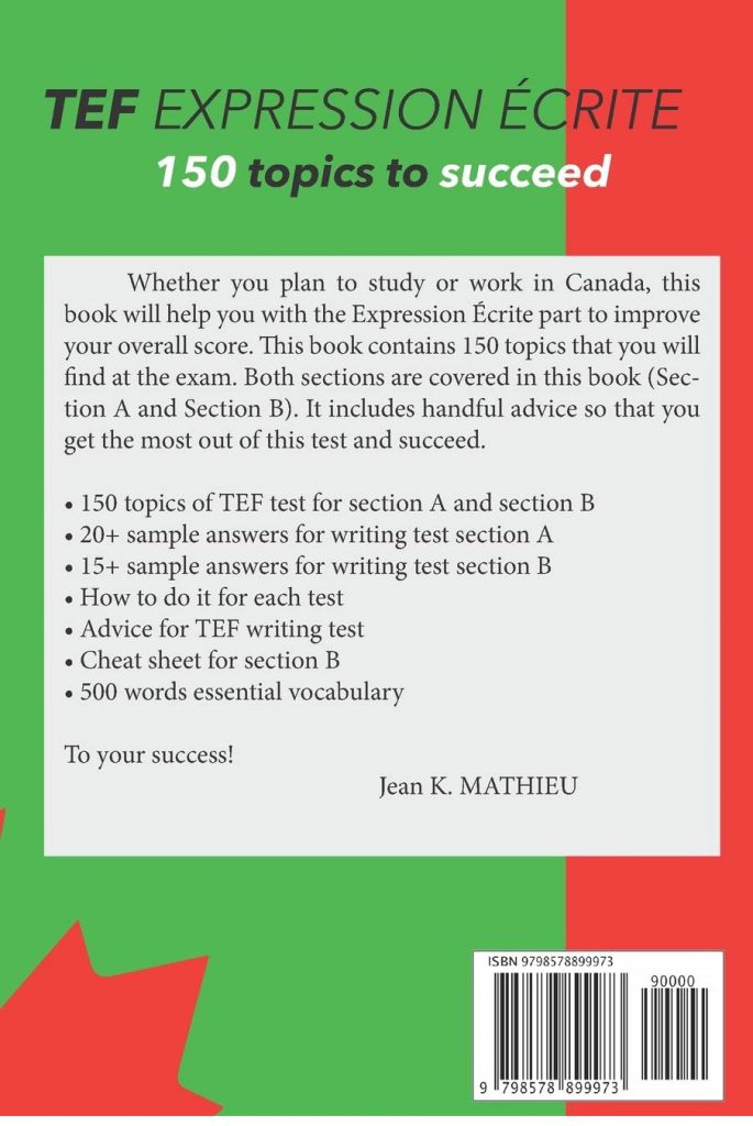 TEF Canada Expression Ecrite 150 Topics To Succeed